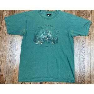 Vintage Mark Twain Cave Wolf Print Hannibal Missouri T Shirt Men's Sz Large